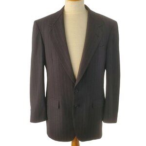 Vintage Ninno Cerutti Bullocks 2 Button Sport Coat Wool Blue Pin Stripe Mens 44R